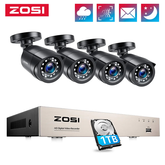 ZOSI 8CH 1080P CCTV System Outdoor 5MP Lite Video DVR