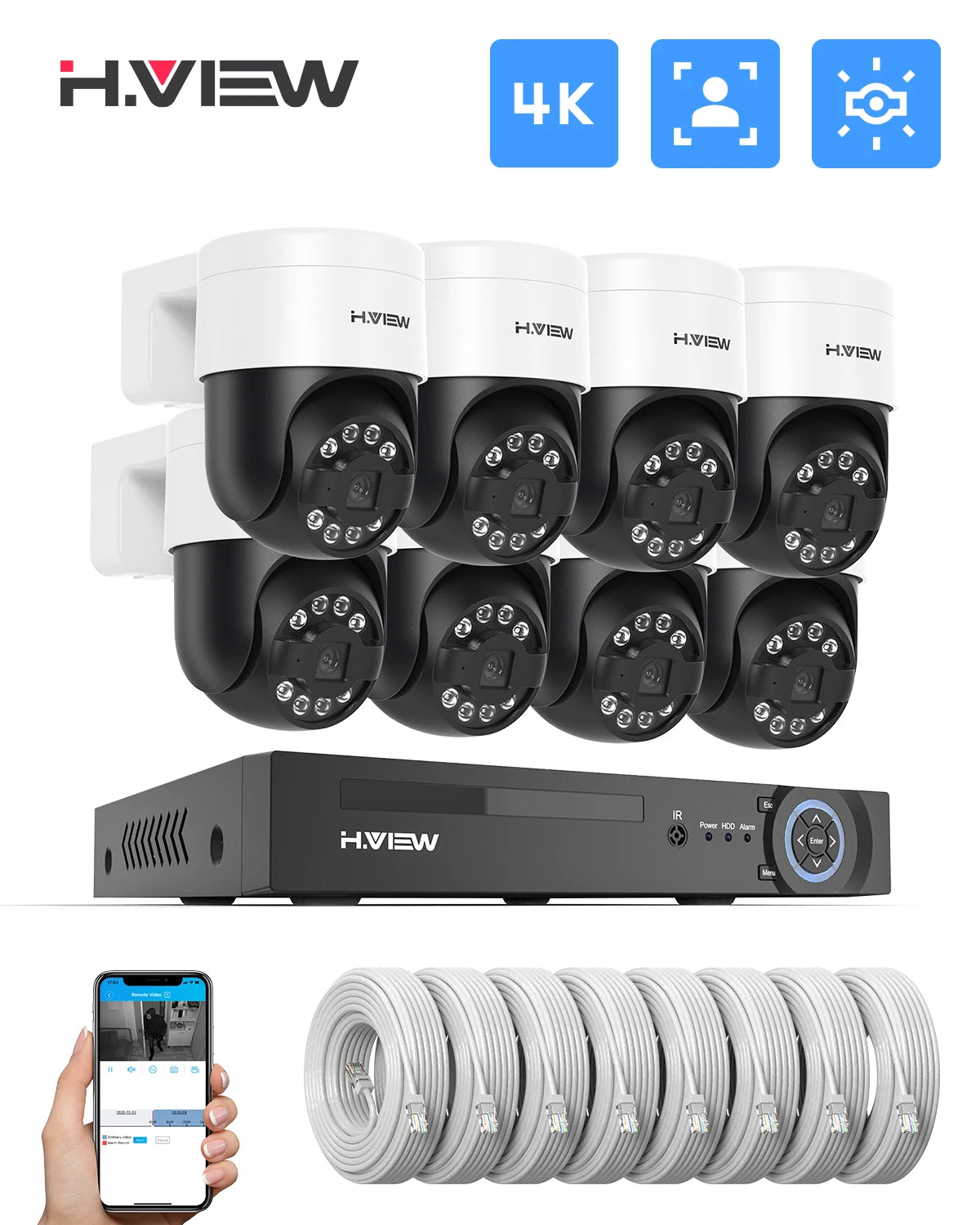 H.view 8Ch 4K 5MP 8MP Cctv Security Camera System