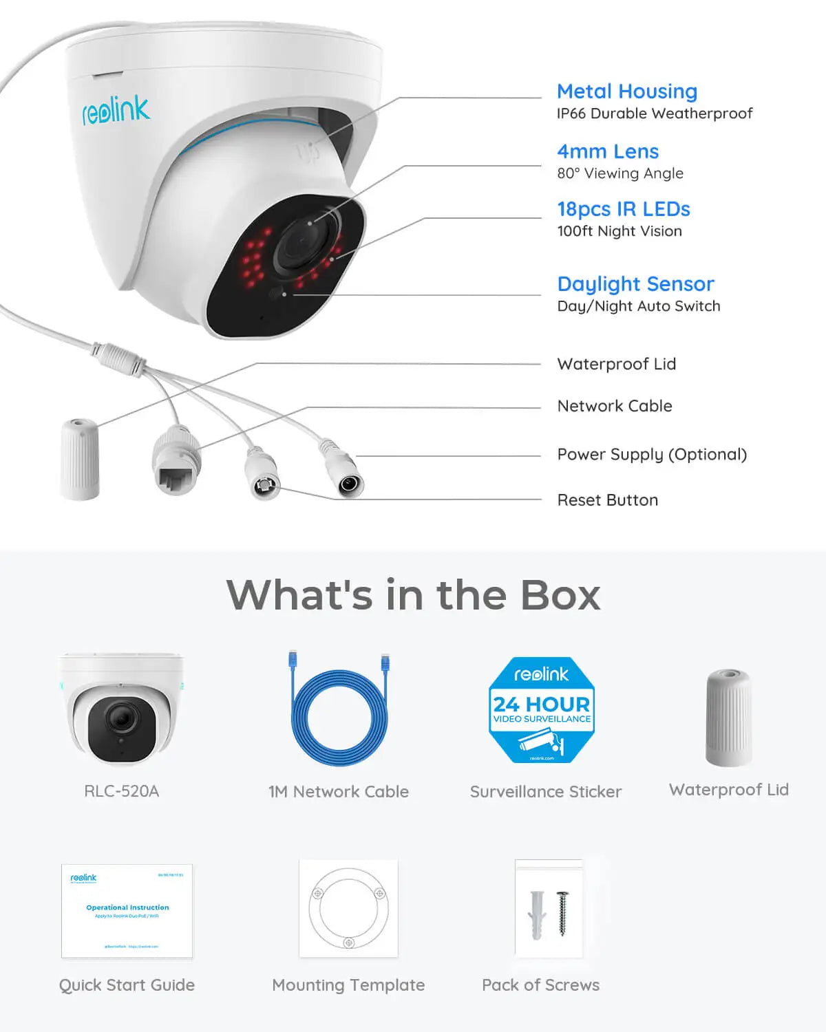 Reolink Smart Security Camera 5MP PoE Outdoor