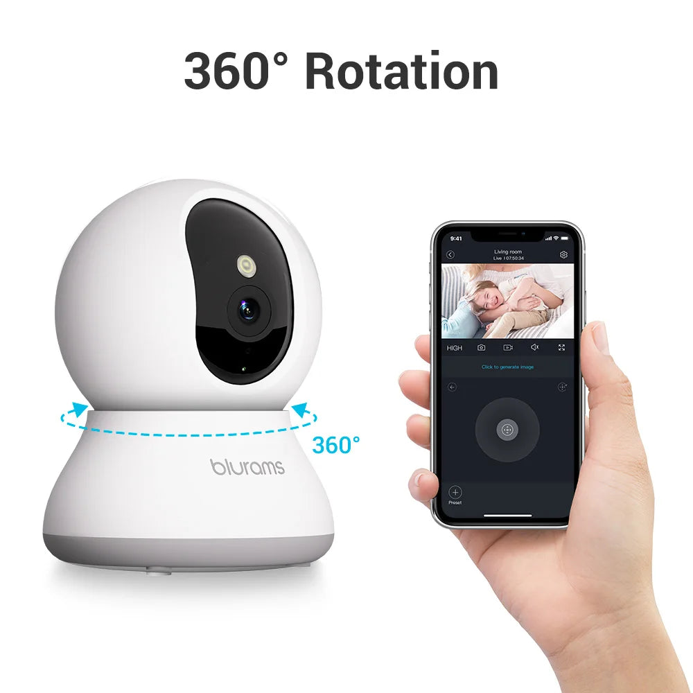 blurams Pet Camera 2K, 360° Indoor Security Camera