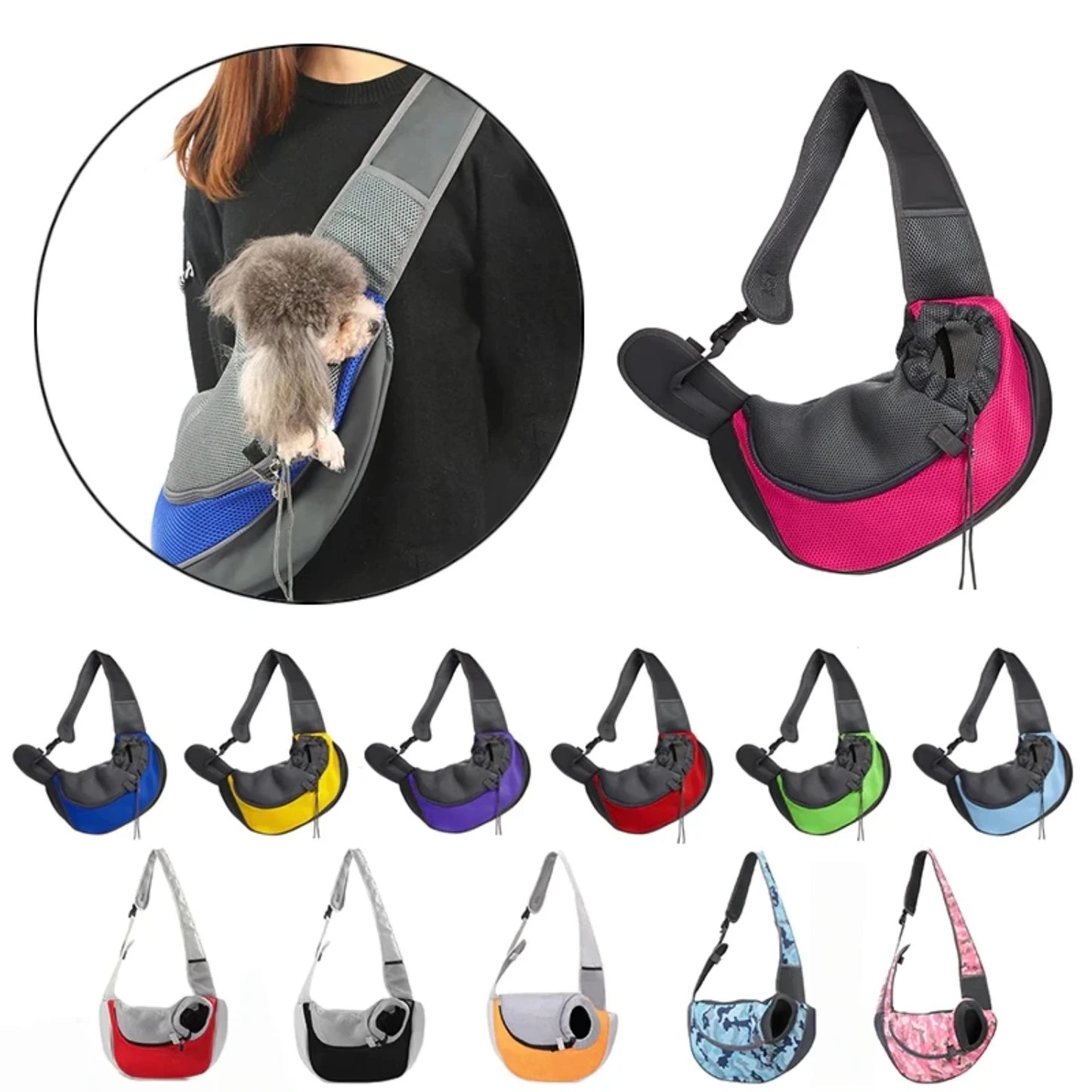 Breathable Pet Dog Carrier Outdoor Travel Handbag Pouch Mesh Oxford Single Shoulder Bag Sling Comfort Travel Tote Shoulder Bag