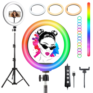 ZOMEI 12" RGB Ring Light w/63" Tripod & Phone Holder